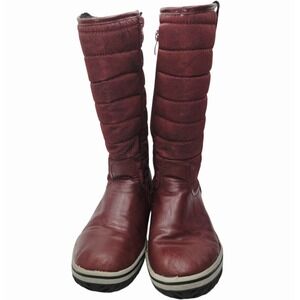 Winter Boots EU 34 US Youth 3–4 Burgundy Fleece Lined Tall Zip Cold‎ Weather